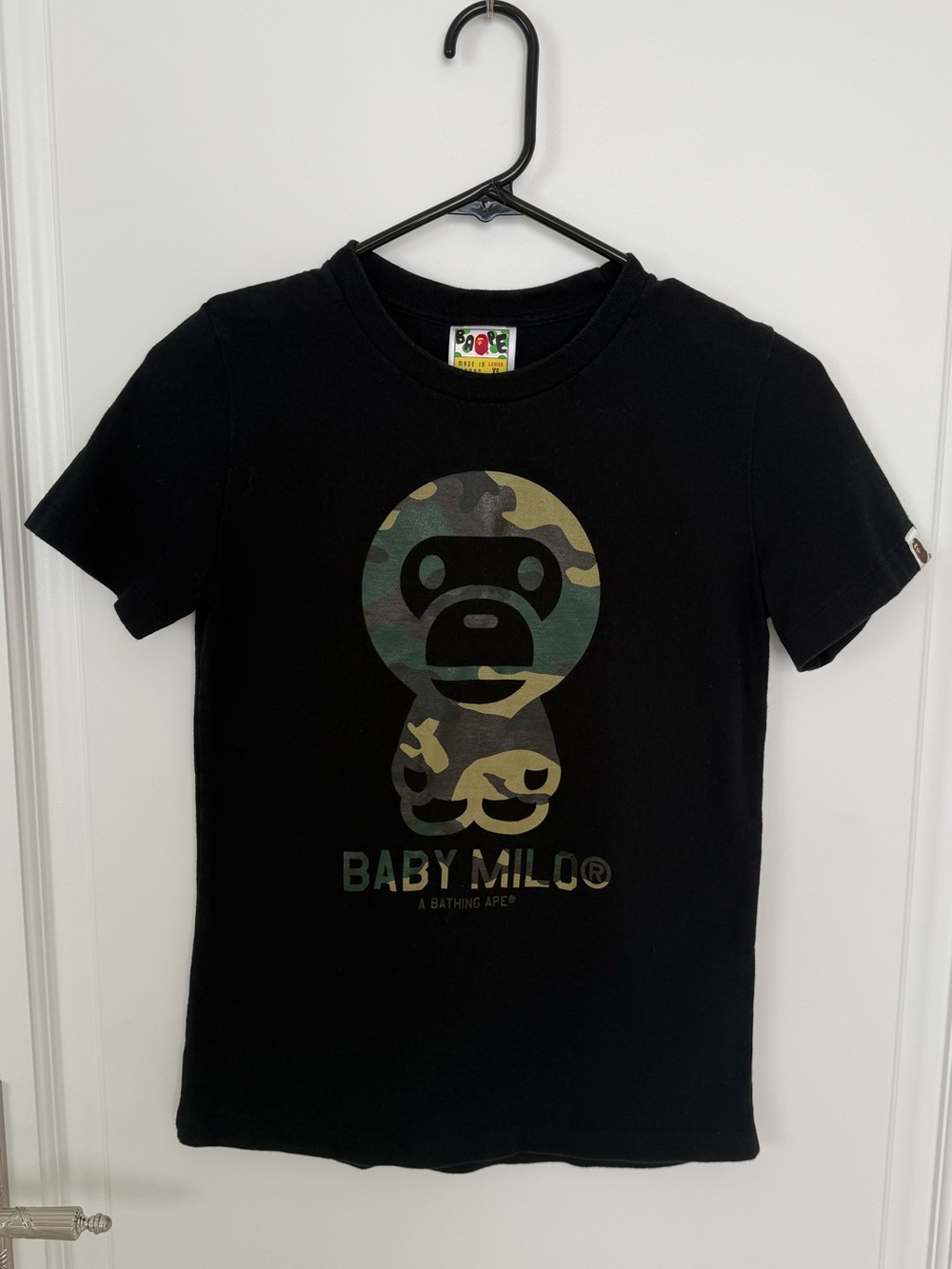 A Bathing Ape Baby Milo Camo Logo Tee - Black